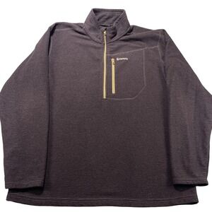 Simms Pullover Mens XL Brown 1/4 Zip Long‎ Sleeve Fleece Mock Neck Fishing Top